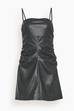 Proenza Schouler White Label Dresses Faux Leather Fitted Spaghetti Mini Dress in Black