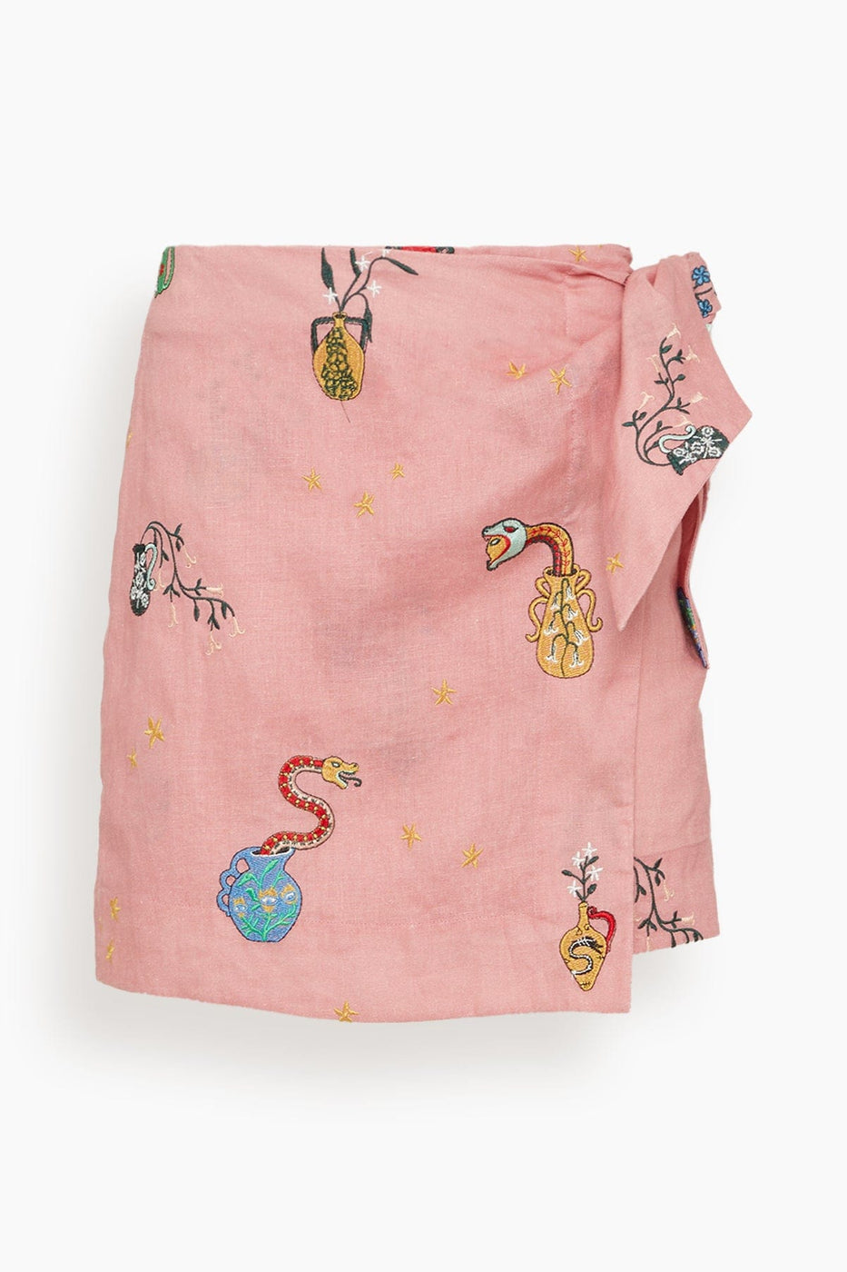 Alemais Skirts Timmy Embroidered Sarong Skirt in Pink Alemais Timmy Embroidered Sarong Skirt in Pink