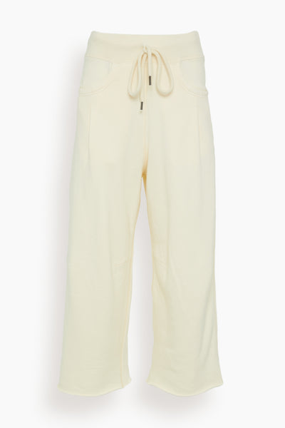 Cropped Pleated Sweatpant in Natural