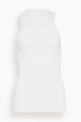 Ribbed Sweater Cut Out Tank in White