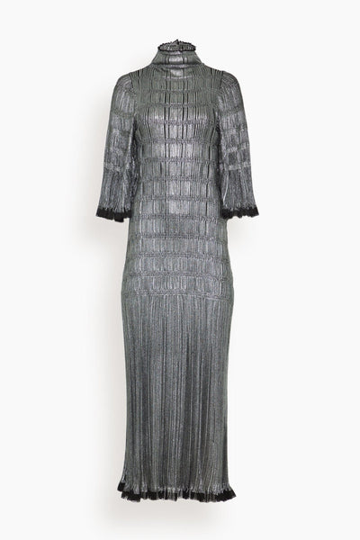 High-Neck Midi Dress in Black