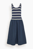 Tanya Taylor Amber Dress in Maritime Blue/Cream Wide Stripe