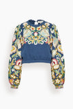 Sea Wilhelmina Embroidered Long Sleeve Top in Blue