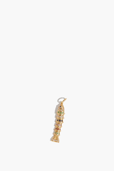 Vintage La Rose Necklaces Multi Sapphire Barracuda Pendant in 14k Yellow Gold