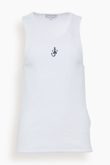 JW Anderson Tops Anchor Embroidered Tank Top in White