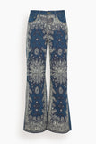 R13 D'Arcy Flare Jean in Blue Bandana Applique