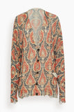 R13 Printed Boyfriend Cardigan in Black/Red Multicolor