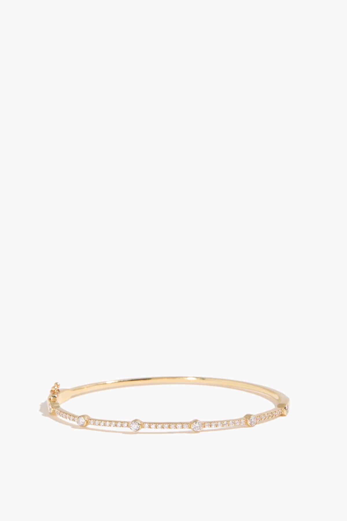 Vintage La Rose Bracelets Diamond Station Bangle in 14k Yellow Gold Diamond Station Bangle in 14k Yellow Gold
