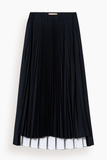 Plan C Pleated Skirt in Blue Black