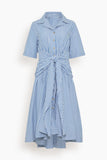 Rosie Assoulin Casual Dresses Tie Shirt Dress in Blue Stripe Tie Shirt Dress in Blue Stripe