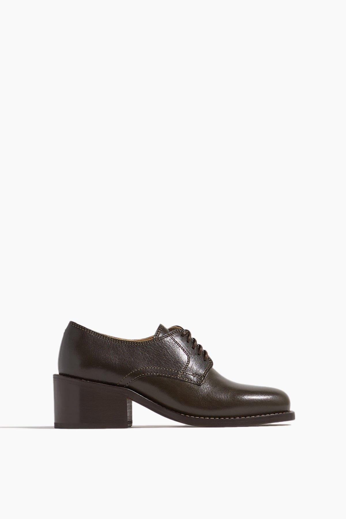 Lemaire Loafers Heeled Square Derby in Forest Brown