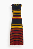 Paula Rian Knitted Open Back Dress in Multi Stripes