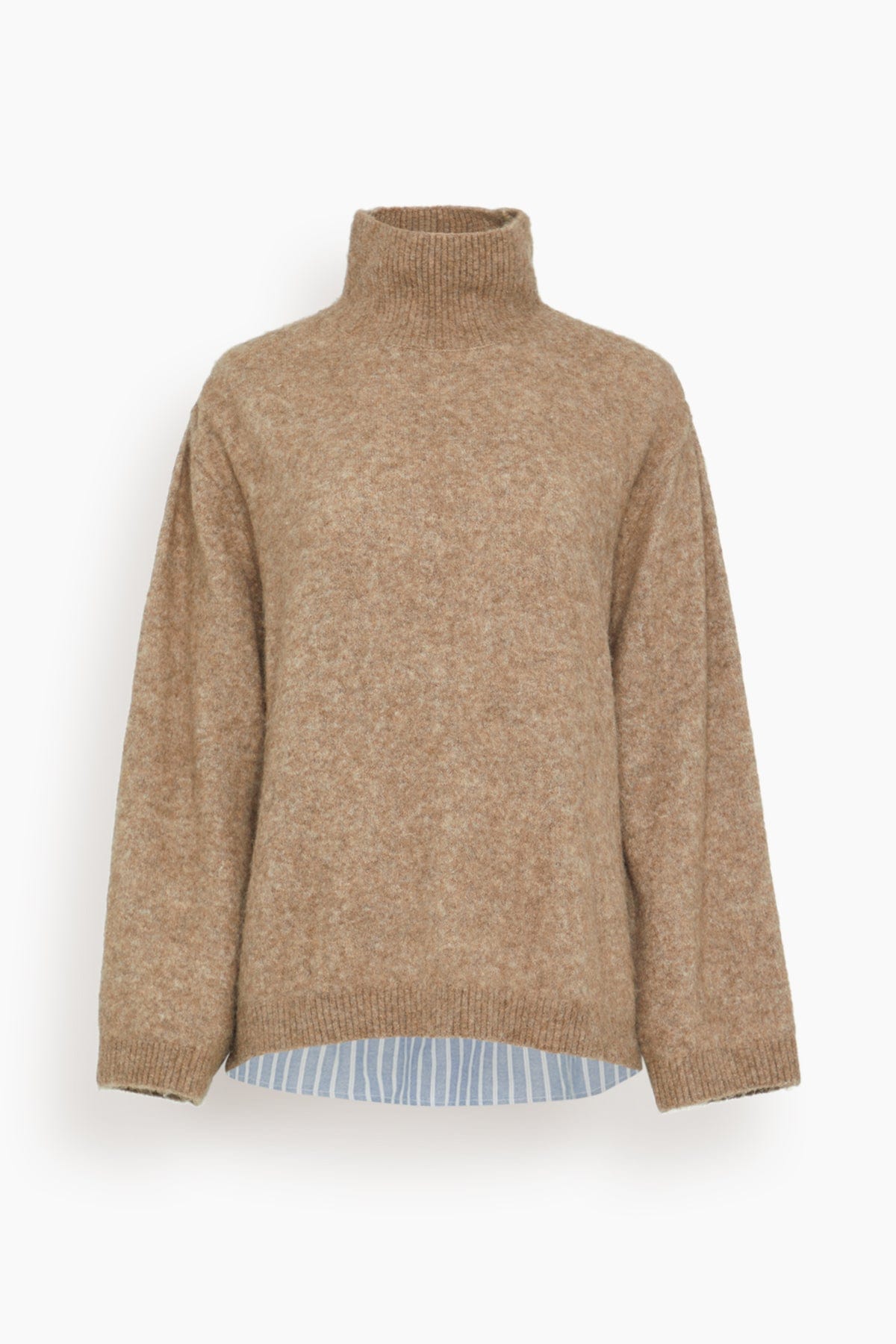 Sea Mallory Combo Knit Turtleneck Sweater in Camel