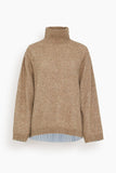 Sea Mallory Combo Knit Turtleneck Sweater in Camel