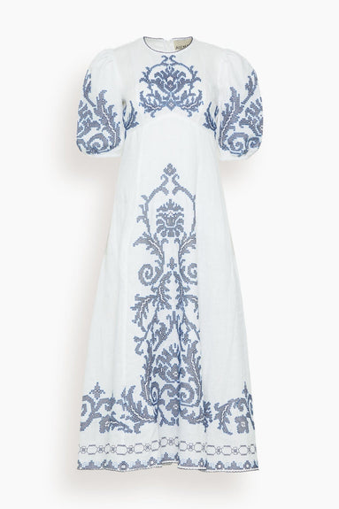 Alemais Casual Dresses Hazel Embroidered Midi Dress in White Hazel Embroidered Midi Dress in White