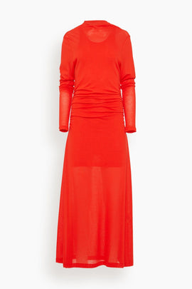 Stage Sheer Organic Cotton Layered Dress in Scarlet