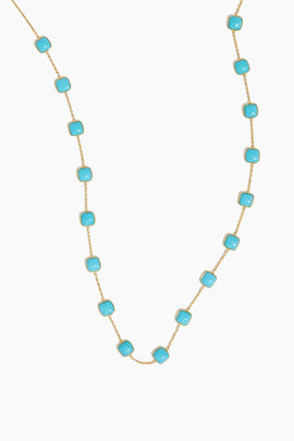 Turquoise Station Necklace in 14k Yellow Gold