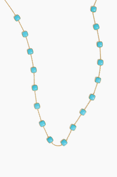 Vintage La Rose Necklaces Turquoise Station Necklace in 14k Yellow Gold