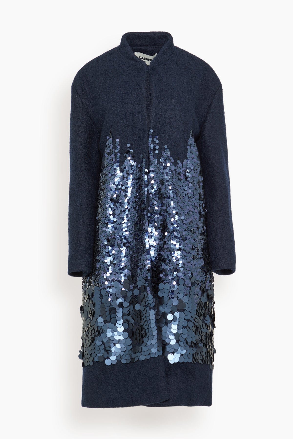 LAFATA Infinity Paillettes Ombre Long Coat in Navy – Hampden Clothing