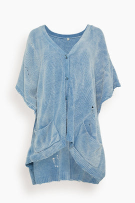 Sleeveless Boxy Cardigan Dress in Light Blue