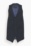 R13 Tops Elongated Vest in Dark Navy Stripe R13 Elongated Vest in Dark Navy Stripe