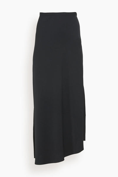 Long Asymmetric Hem Skirt in Black