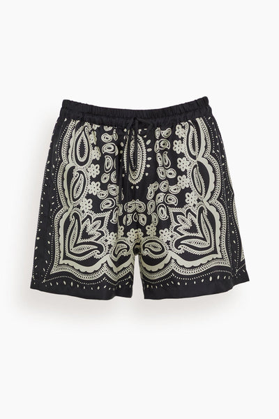 Nili Lotan Shorts Frances Printed Silk Short in Black Bandana