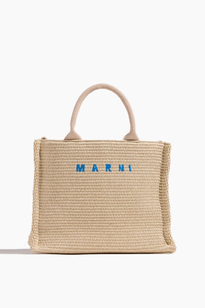 Raffia Small Tote Bag in Silk White