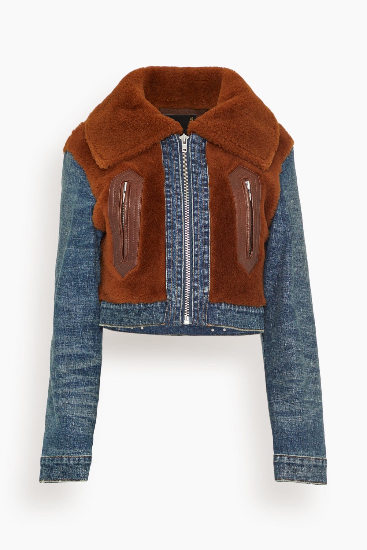 R13 Denim Fur Jacket in Melvin Blue Stretch