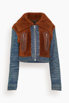 Denim Fur Jacket in Melvin Blue Stretch