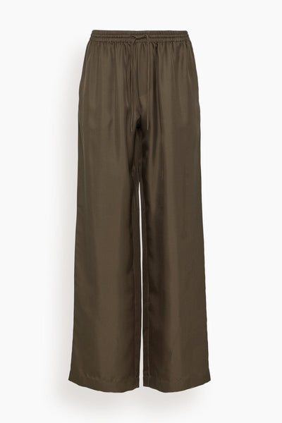 Wide Leg Silk Trousers in Earth