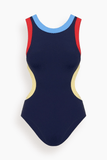 Staud Dolce One Piece in Navy Colorblock