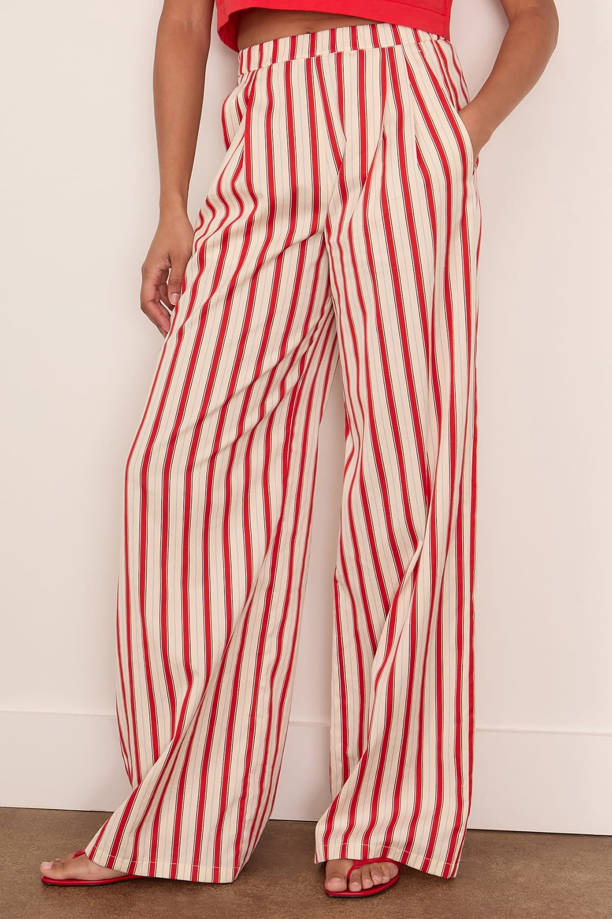 Forte Forte Cotton Pinstriped Pants in Rouge