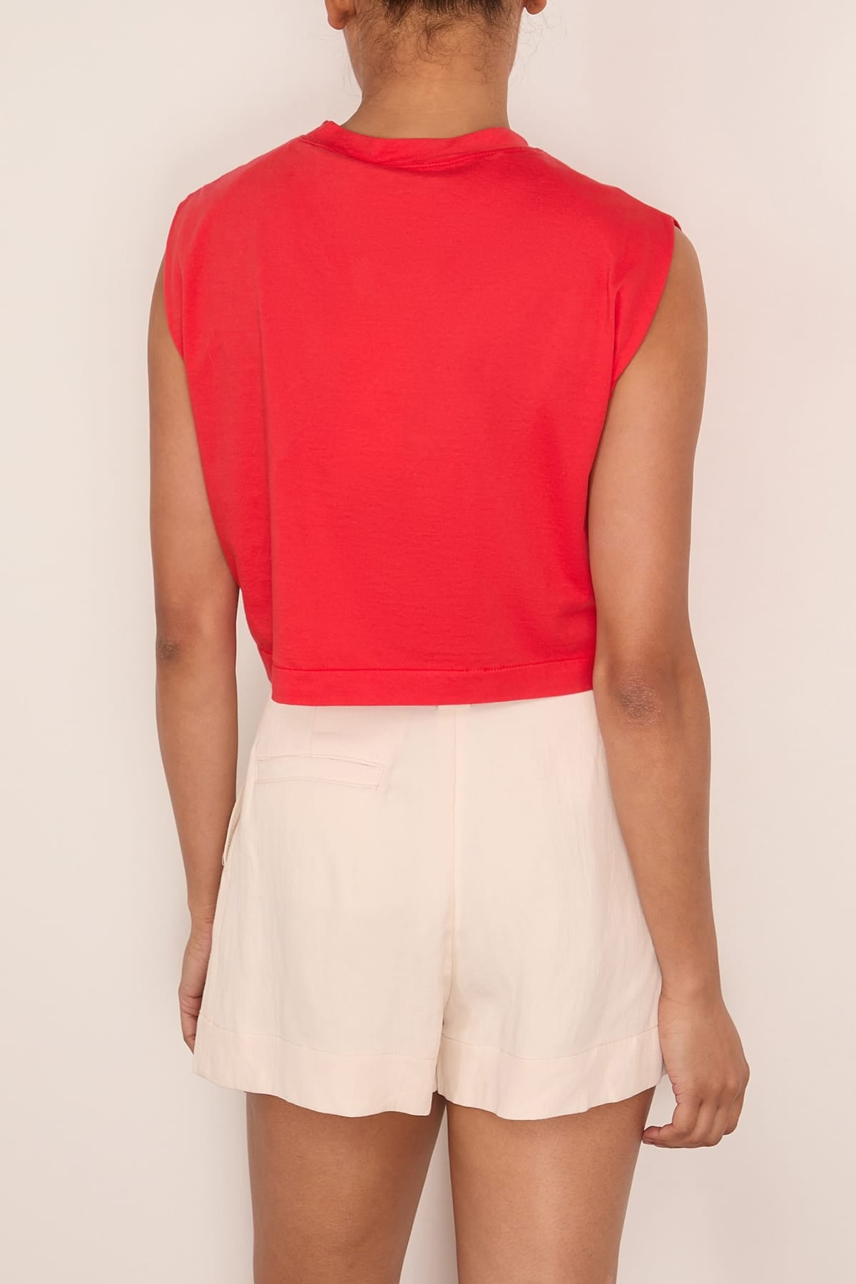 Forte Forte Organic Cotton Jersey Wide Shoulder Top in Rouge