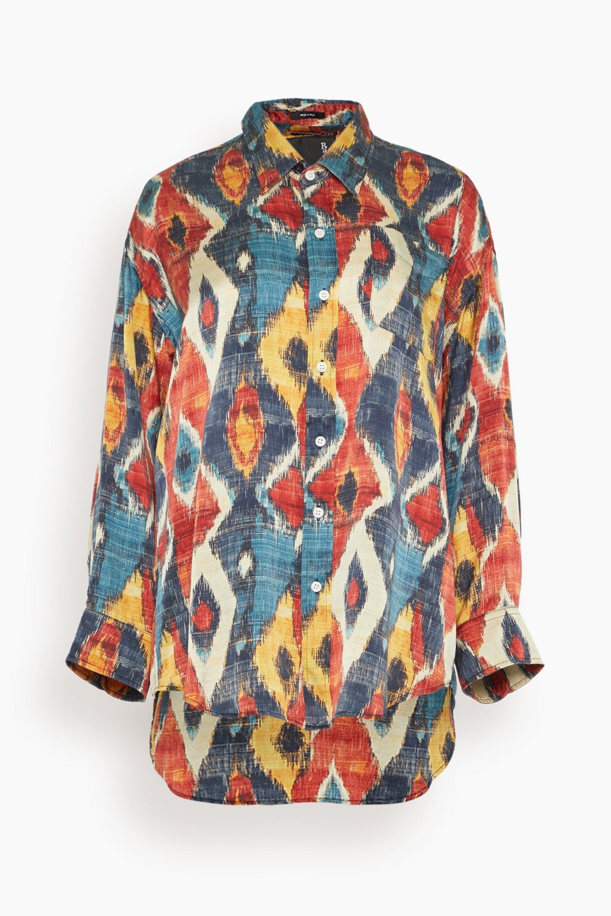 R13 Drop Neck Shirt in Red Multicolor