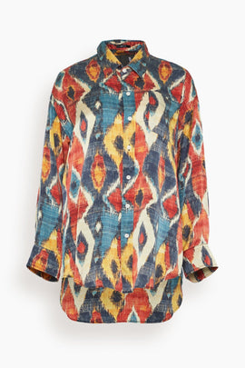 Drop Neck Shirt in Red Multicolor