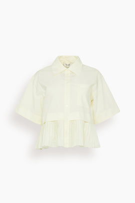 Solene Solid Combo Short Sleeve Shirt in Cream