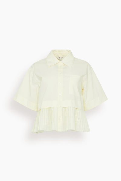 Solene Solid Combo Short Sleeve Shirt in Cream