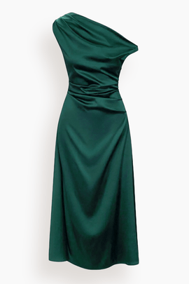 Phare Silk Maxi Dress in Emerald