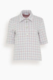 Rosetta Getty Tops Boxy Polo T-Shirt in Navy/Red Boxy Polo T-Shirt in Navy/Red