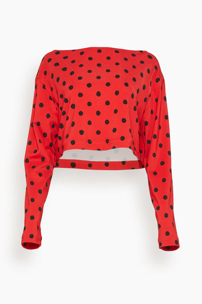 Small Dot Technical Jersey Boatneck Top in Lacquer