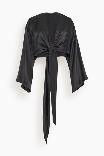 Kimono Sleeve Wrap Top in Black