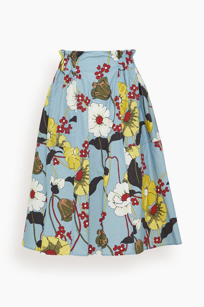 Gathered Waist Midi Skirt in Sky