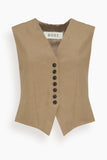 Rohe Tops Shaped Waistcoat in Khaki Shaped Waistcoat in Khaki