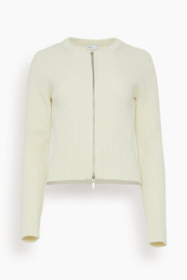 Zip-Up Cardigan in Ivory