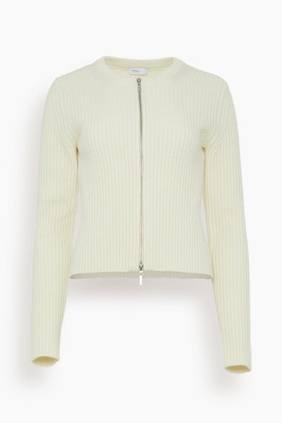 Zip-Up Cardigan in Ivory