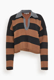 Saint Art Samira Striped Knit Polo in Black/Brown