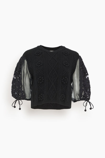 Bente Embroidered Combo Sweater in Black