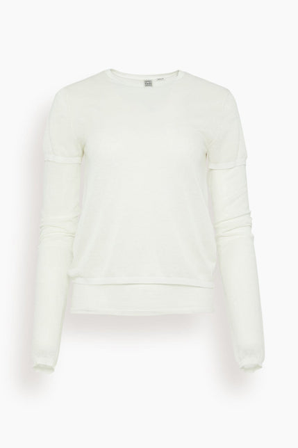 Toteme Tops Layered Knit Tee in Talc