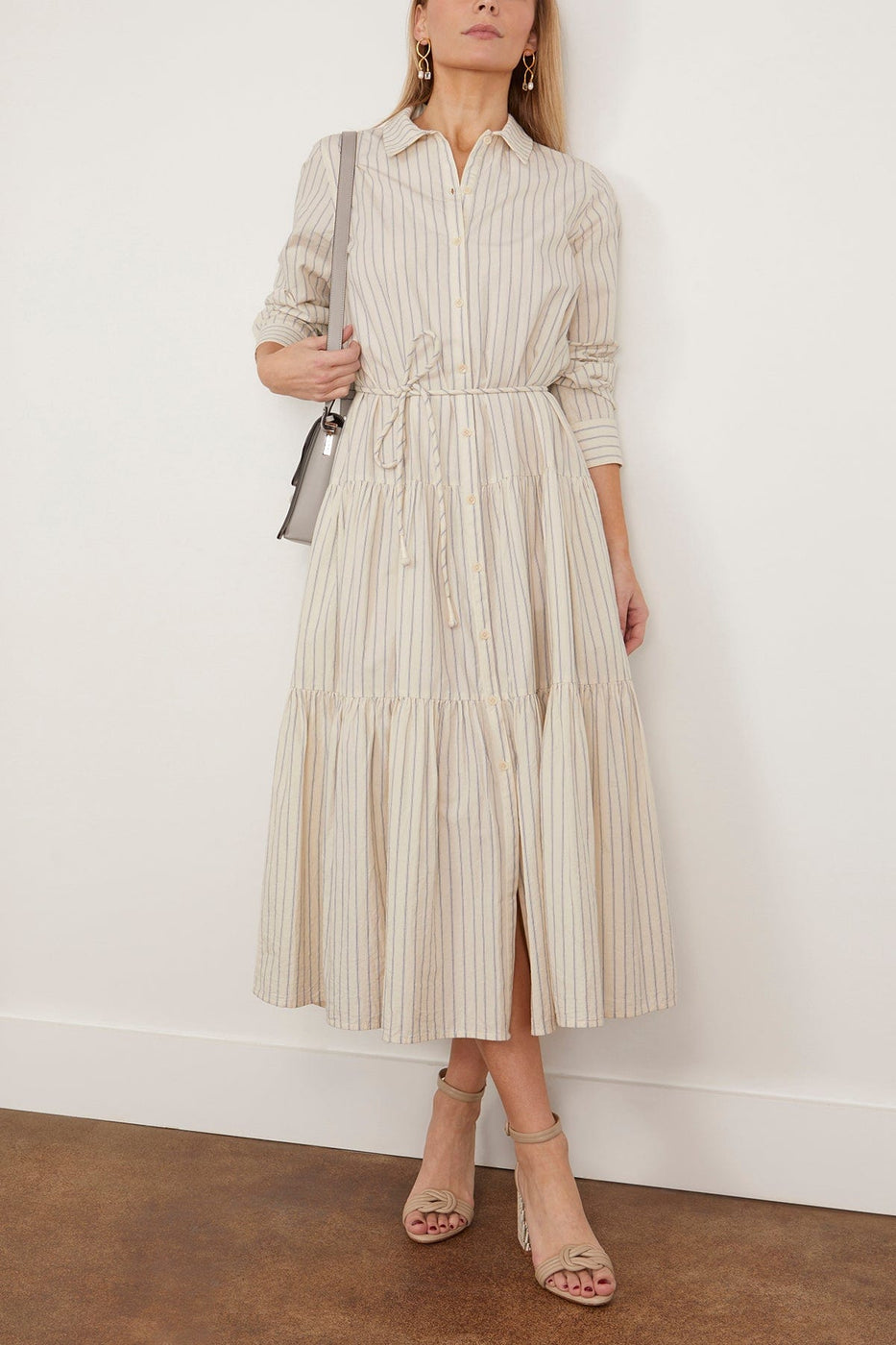 Apiece Apart Casual Dresses Anna Maxi Dress in Pina Stripes Cream & Navy Anna Maxi Dress in Pina Stripes Cream & Navy